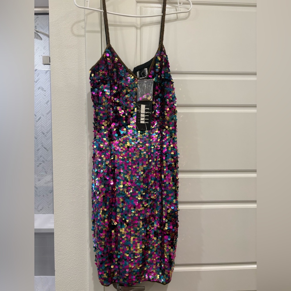 Vintage 100% Silk Leslie Fay Evening Beaded Sequin New Years Party Dreas Size 10